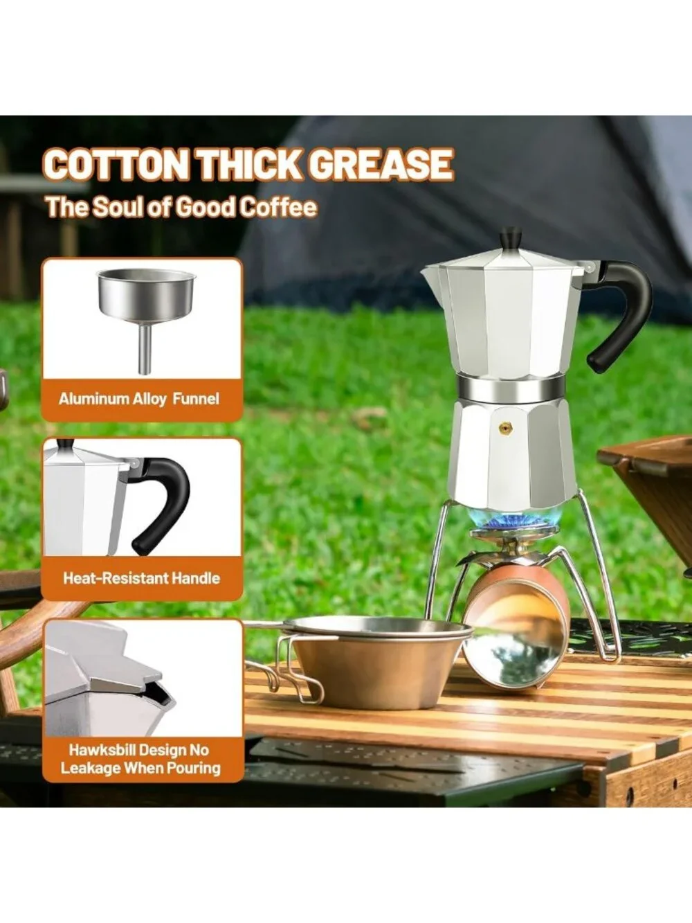 9-Cup Aluminum Stovetop Espresso Maker - Classic Moka Pot for Home & Camping